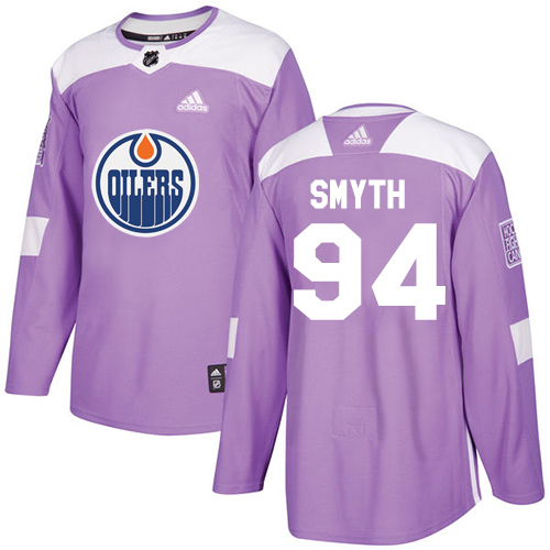 Adidas Oilers #94 Ryan Smyth Purple Authentic Fights Cancer Stitched NHL Jersey
